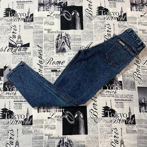 Pure Jeanswear Women's dark acid stone wash vintage 80s high waist slim jeans